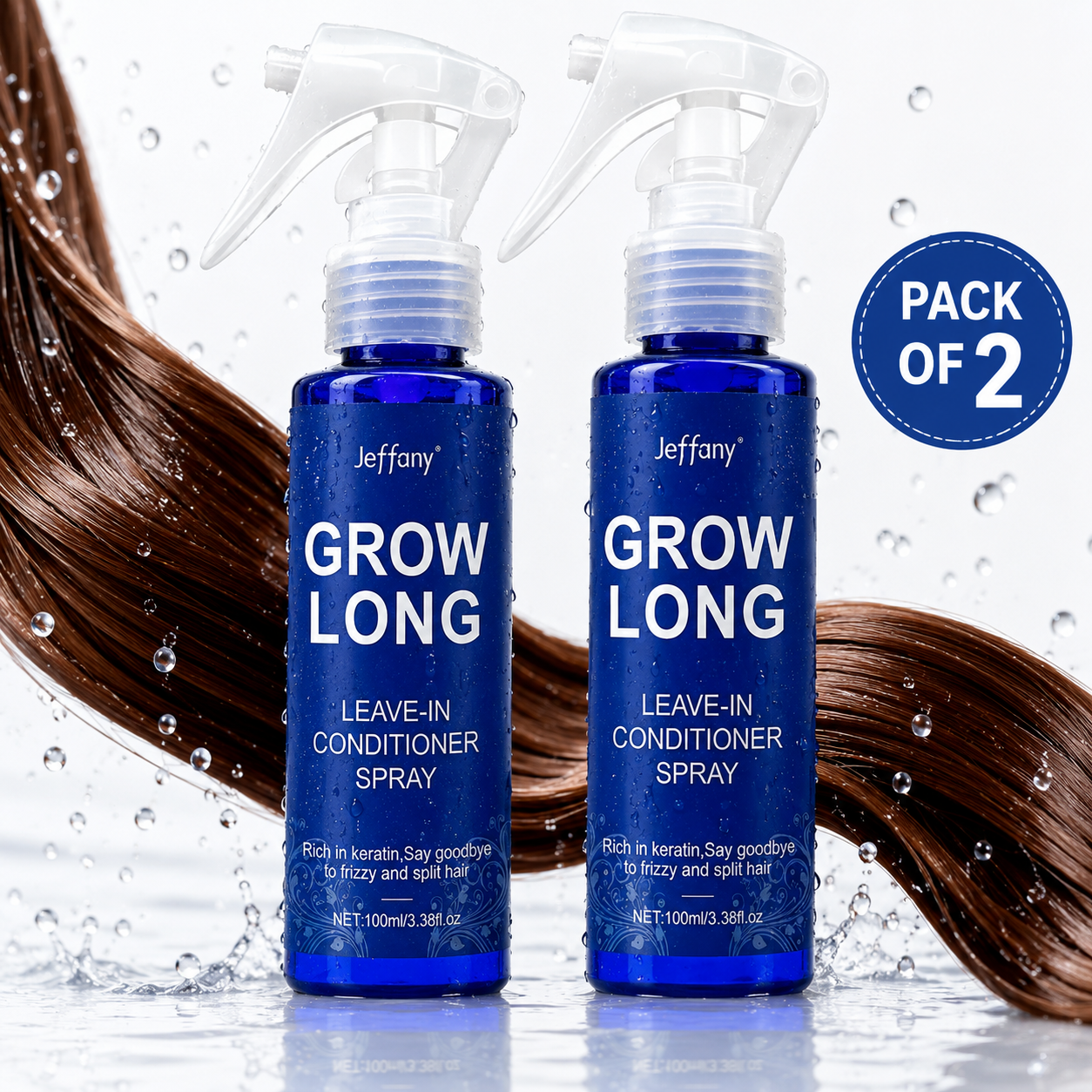 1. Grow Long Leave - In Conditioner Spray - {Pack of 2} | Hair Growth & Anti - Frizz
